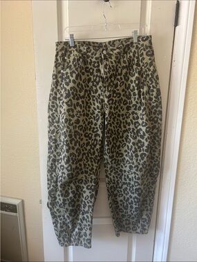 Amazon Women's Olive Green Leopard Barrel Jeans